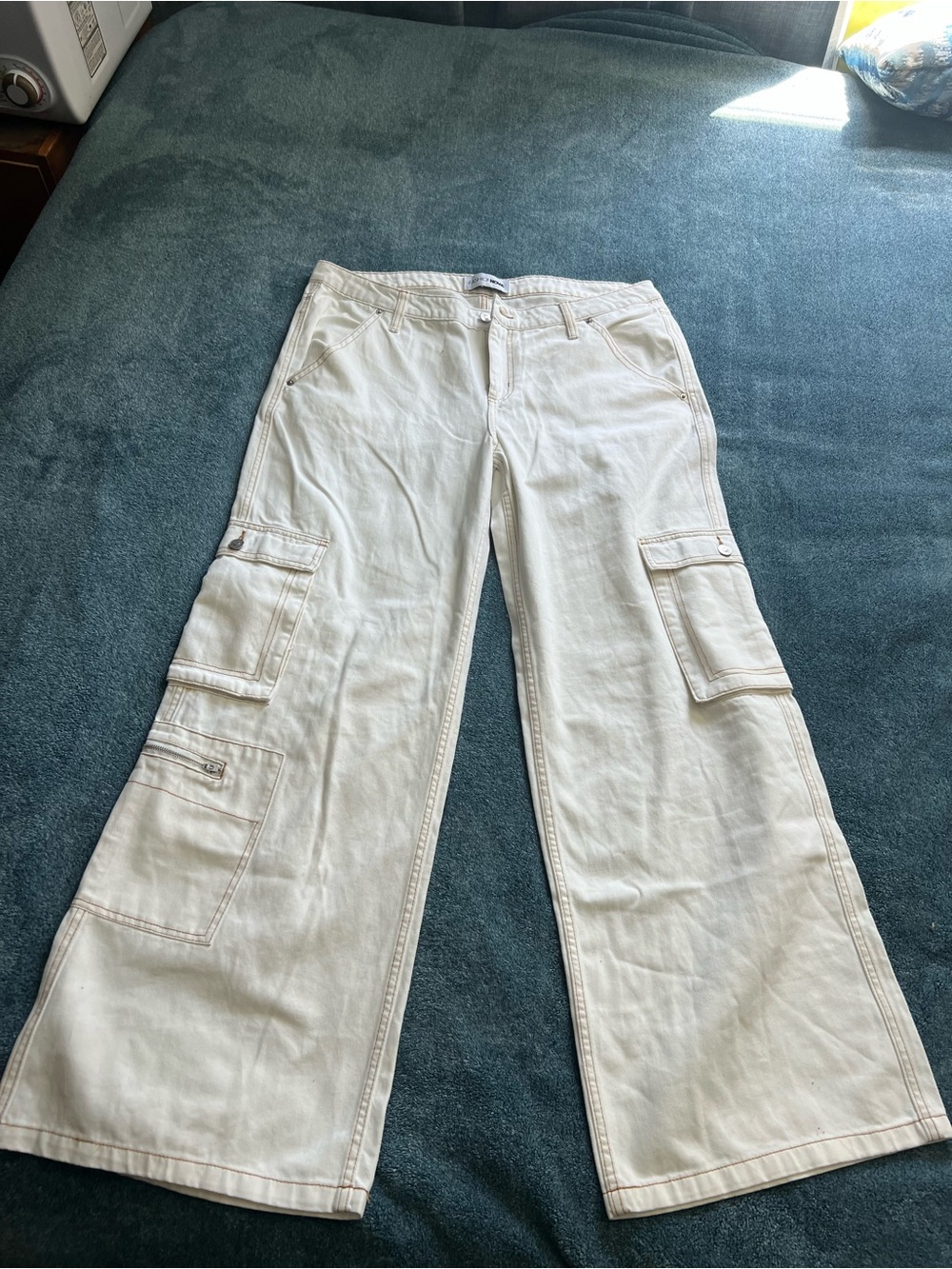 White Cargo Wide-Leg Pants
